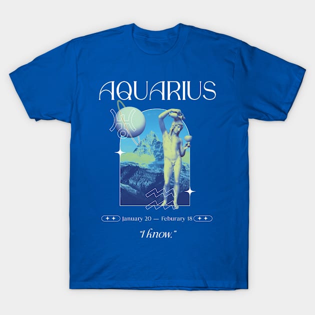 I know Aquarius Zodiac Sign T-Shirt by Pisceandaydreamer